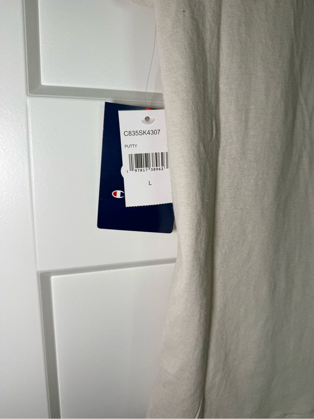 Champion Cream Tee with glitter Pink Logo - Picture 4 of 5